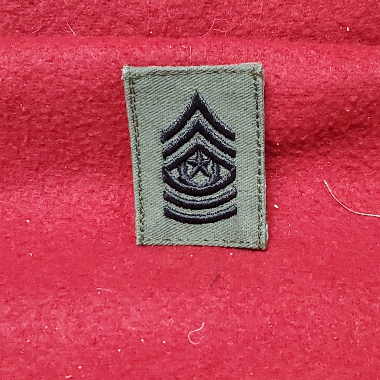 US Army COMMAND SERGEANT MAJOR Subdued OD Black Velcro On BDU Vietnam Era (26cr41)