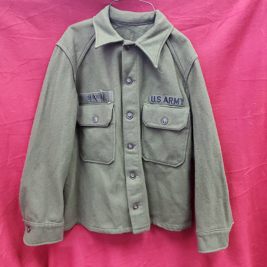Korean War OD OG 1950s Wool Jacket Good Condition (aa15-1)