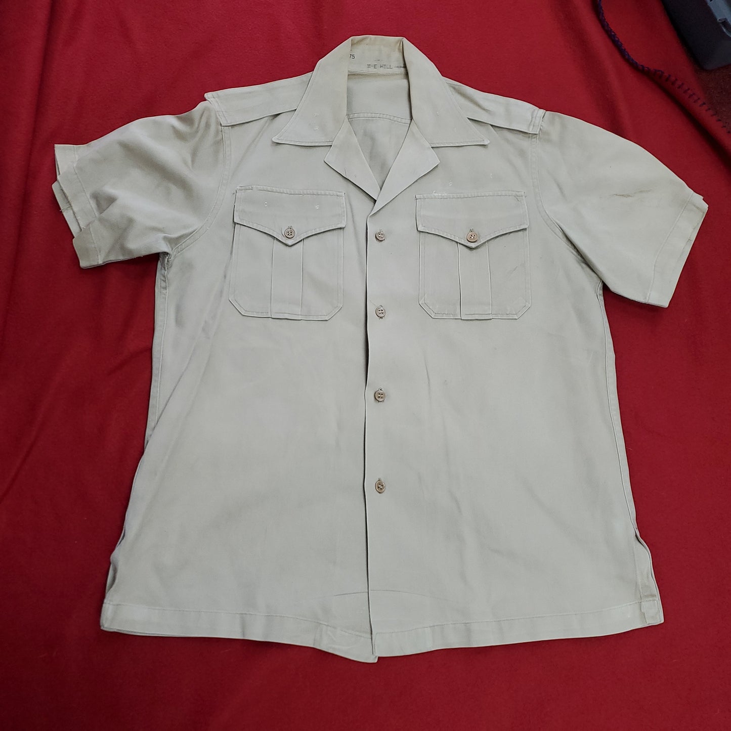 Vintage Vietnam US Army Medium Men's Uniform Tan 445 Short-Sleeve Shirt Good Condition (aa15-8)