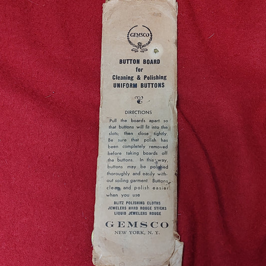 Vintage 1922 Gemsco Button Board for Cleaning & Polishing Uniforms (CL23)
