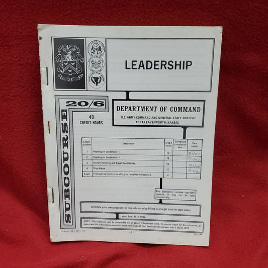Book: 1970s US Army 40 Credit Hours Leadership Course Handbook (maunal)