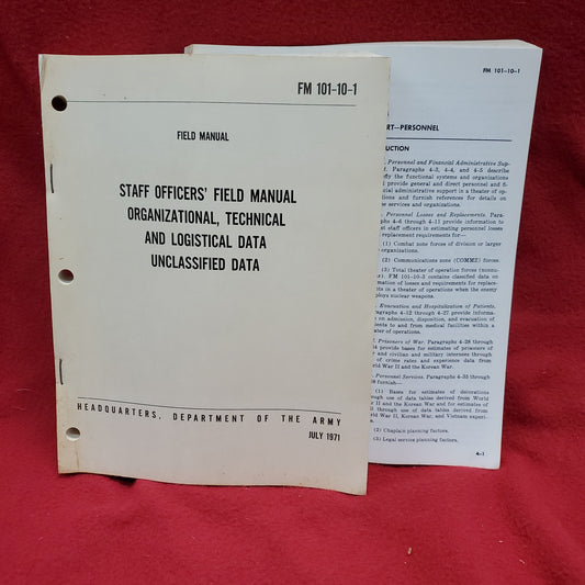 Book: July 1971 FM 101-10-1 Staff Officers'  Organizational, Technical and Logistical Data (maunal)