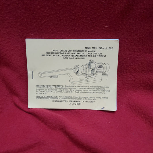 Book: 2004 July TM 9-1240-413-12&P Operation Maintenance Repair M68 Sight (maunal)