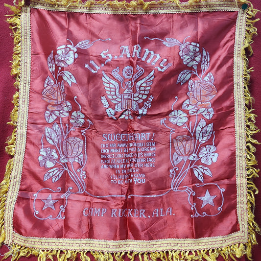 Vintage US Army "Sweetheart" Sweetheart Pillow Case Camp Rucker (11cc- ca12-C84)