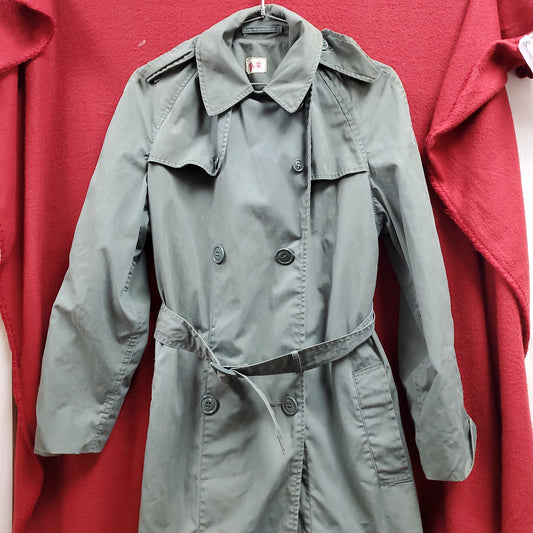 VINTAGE 1973 US Army Womens 10 Regular Quarpel Raincoat Brownwood (BB01-g162)