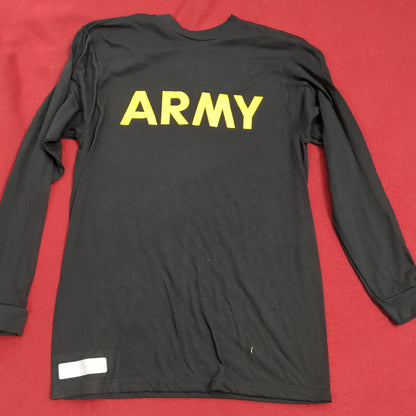 US Army Small Black Gold Cold Weather APFU PT Uniform Long-Sleeve Shirt (BB01-g261)