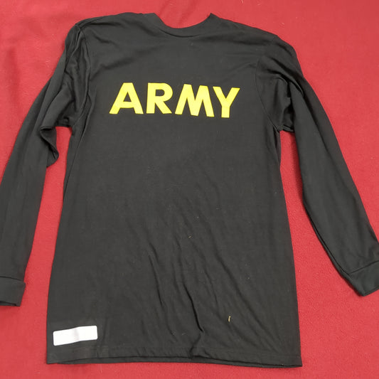 US Army Small Black Gold Cold Weather APFU PT Uniform Long-Sleeve Shirt (BB01-g261)