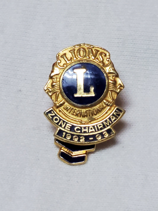 VINTAGE 1992-1993 Lions Club International Zone Chairman with Attendance Dangler Lapel Pin (06o4)