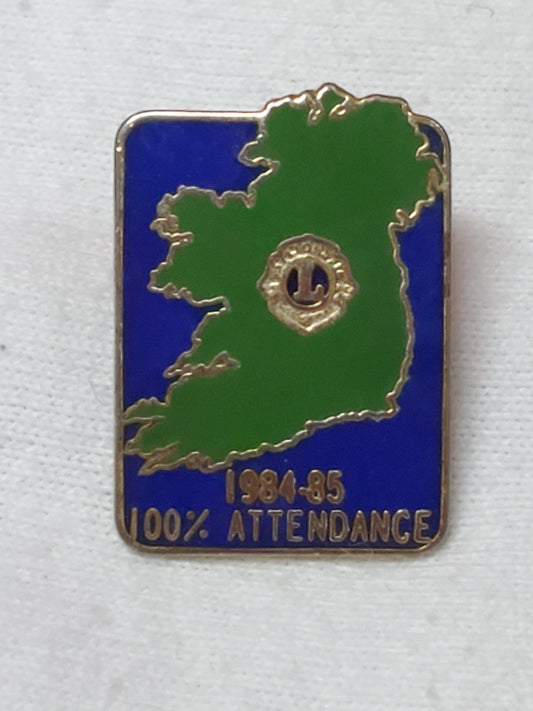 VINTAGE 1984-85 Lions Club International 100% ATTENDANCE AWARD Lapel Pin (06o11)