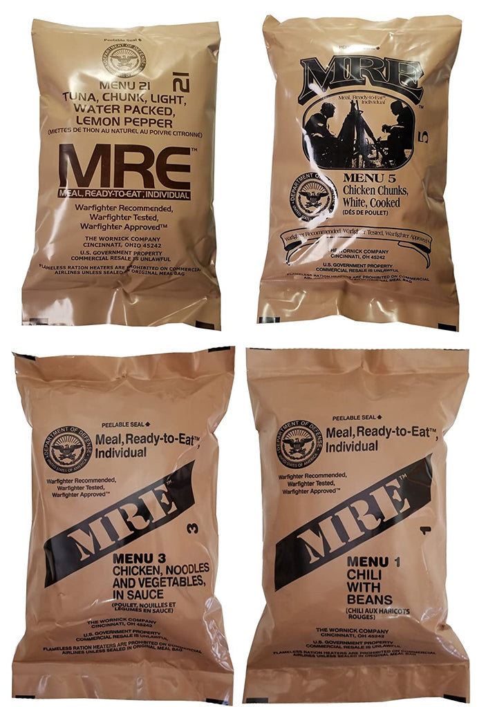 4pk of Individual US Army MRE Meals - Inspection Date 2023 – Gibsons  Tactical Tavern