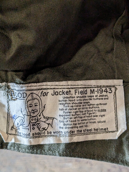 LOT of 2 - VINTAGE US Army Hood for Field Jacket M-1943 WWII World War II Olive Green (m1943)