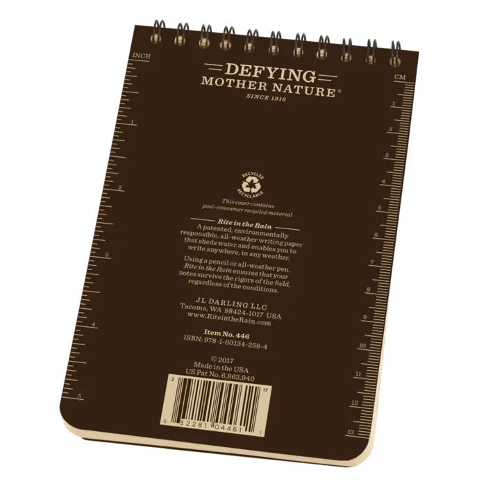 446 4x6 Brown Top Spiral Pocket Rite in the Rain Notebook 4" x 6" (446)