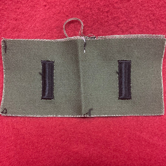 SET OF VINTAGE US Army FIRST LIEUTENANT Patch SEW ON Subdued OD Black (04cc17)