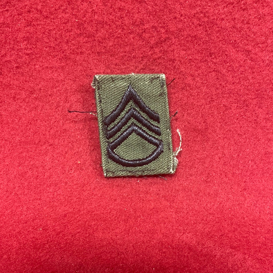*Set of 2* US Army E-6 STAFF SERGEANT Collar Rank SEW ON Subdued OD Black  BDU Woodland (bu05-sg4)