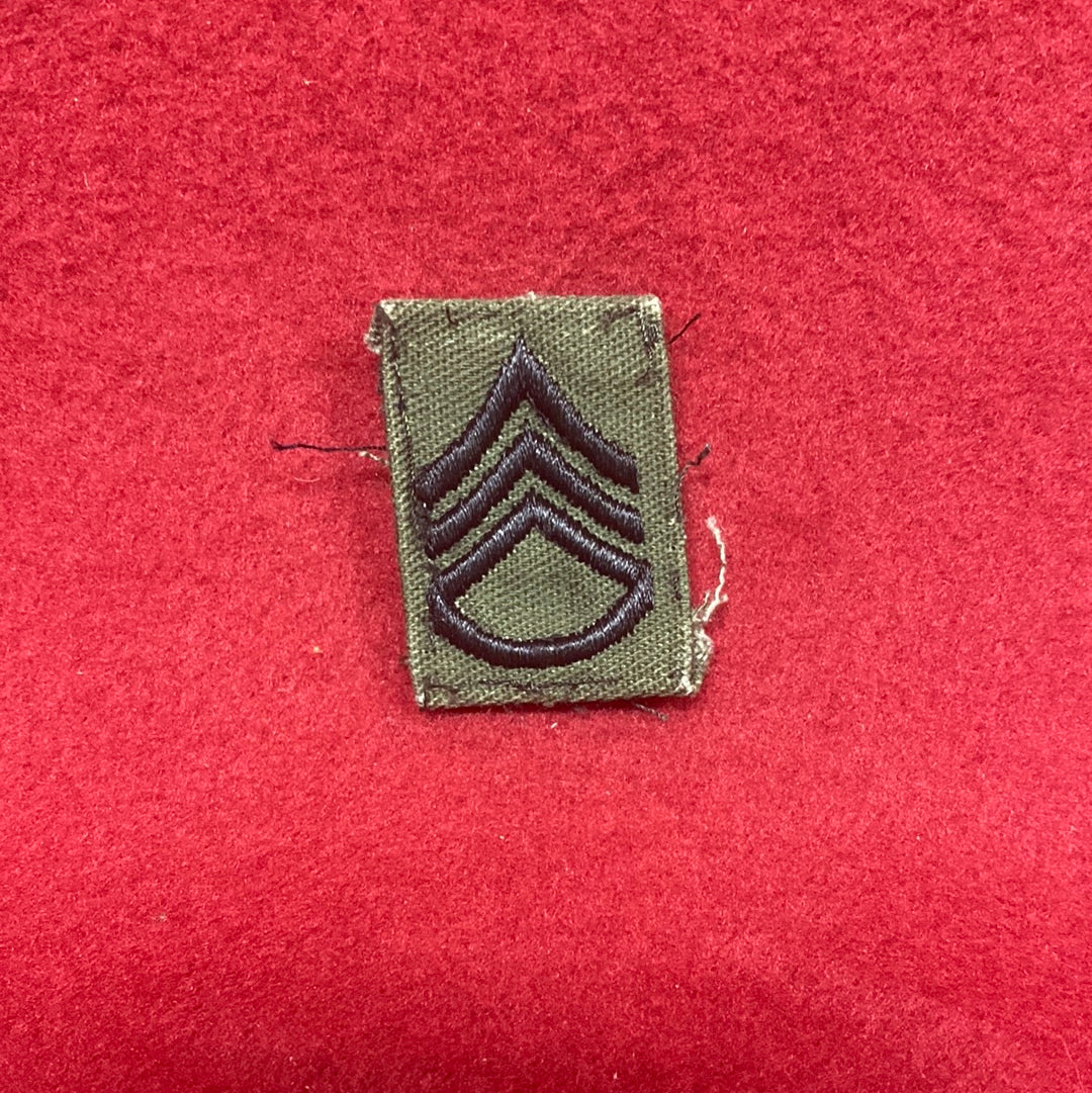 *Set of 2* US Army E-6 STAFF SERGEANT Collar Rank SEW ON Subdued OD Black  BDU Woodland (bu05-sg4)
