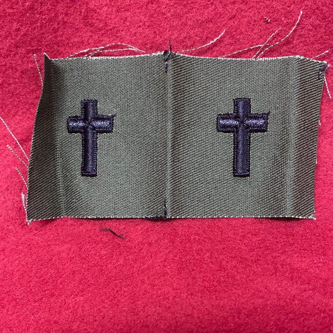 SET OF VINTAGE US Army CHAPLAIN Patch SEW ON Subdued OD Black (04cc38)
