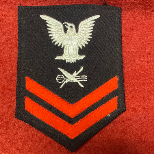 VINTAGE US Navy Coast Guard PETTY OFFICER 2nd CLASS TELEMAN Sew On Patch (WSB09-03)