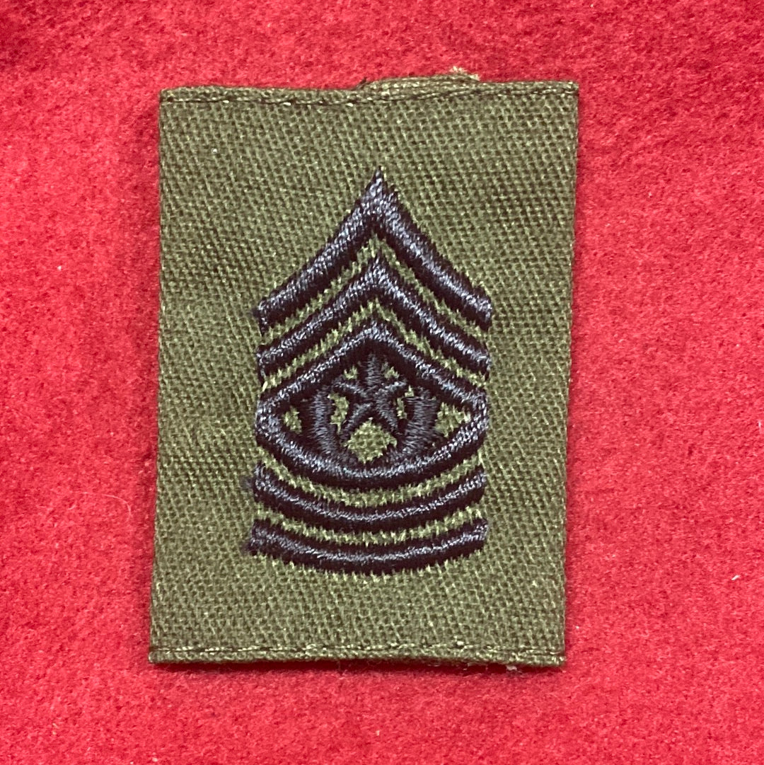 VINTAGE US Army COMMAND SERGEANT MAJOR Patch GORETEX Subdued OD Black (04cc22)