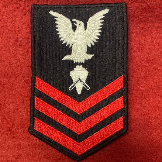 VINTAGE US Navy Coast Guard PETTY OFFICER 1st CLASS BUILDER Sew On Patch (WSB09-11)