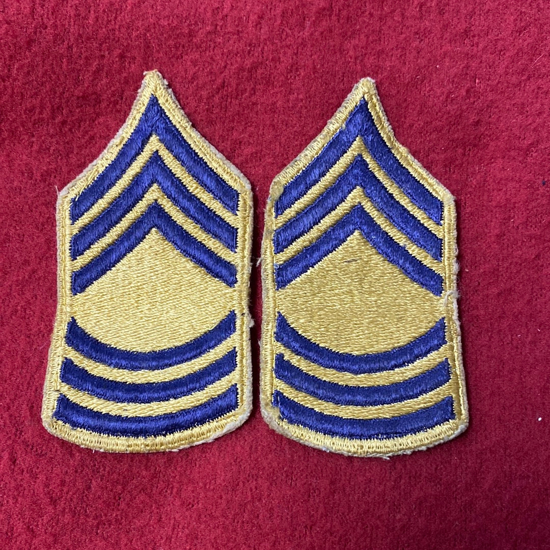 SET OF VINTAGE US Army Master Sergeant Rank Patch Sew-On (04cc96)