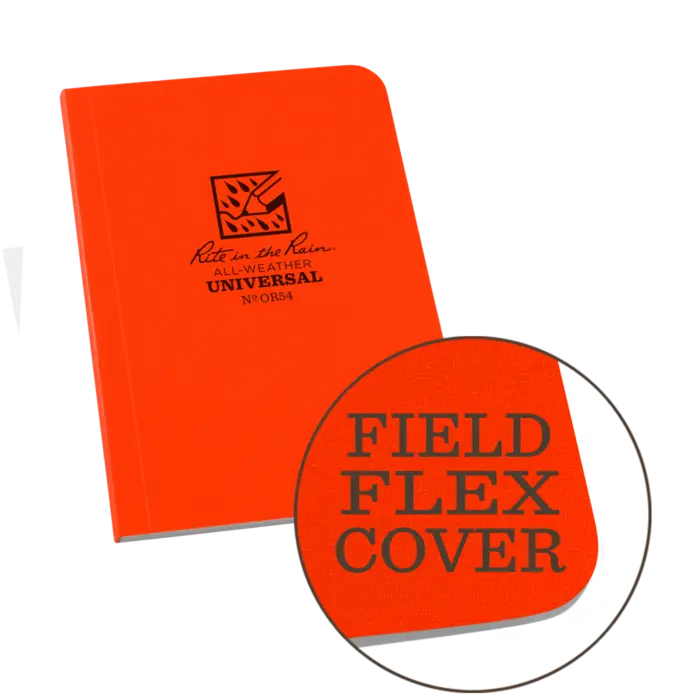 OR54 3x5 Orange Memo Book Side Perfect Bound Rite in the Rain Notebook 3 1/8" x 5" (or54)